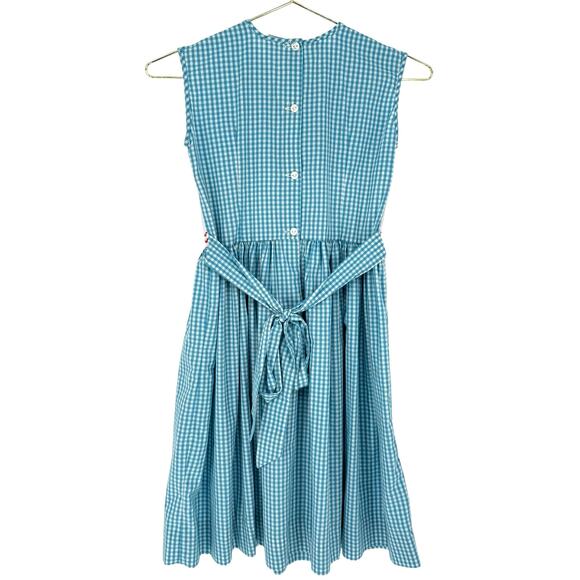 Mother Goose Girl's Crab Needlepoint Embroidered Gingham Dress Size 6Y Novelty - Picture 2 of 6